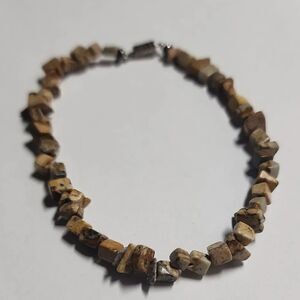 Brown and Tan Glass Beaded Bracelet Simulated Stone
